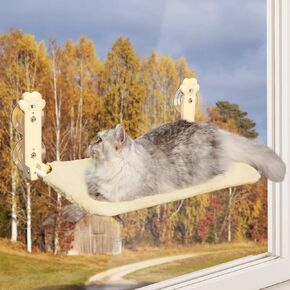 2 Pack Cat Window Perch, Foldable Cat Window Hammock Cordless with Removable Soft Cover for Indoor Cats, Resting Window Bed for Cat Inside with 8 Suction Cups (Yellow, 2 Pack)