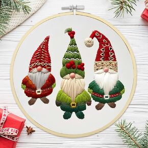 ptoso Christmas Embroidery Kit - Hand Embroidery Kit Christmas Ornaments with Embroidery Hoop | Color Threads | Needles, Winter Holiday Embroidery Kit, Beginner Christmas Embroidery Kits for Adults