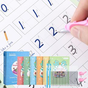 Magic Practice Copybook, Reusable Writing Practice Book, for Preschool Kids Age 3-8 ​Calligraphy 7.8in×5.5in (Box pack of 6 books)