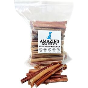 Amazing Dog Treats - 6 Inch Extra Thick Bully Sticks (100 Count) - Bulk Bully Sticks for Dogs - No Hide Bully Stick Dog Bones
