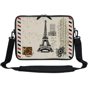 Meffort Inc 12 Inch Neoprene Laptop Sleeve Bag - Water Resistant, Hidden Handle, Adjustable Shoulder Strap, Dual Zipper, Fits Up to 11.6" - 12" Laptops - Almond Blossoming