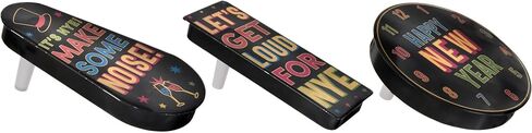 New Year's Spin Noisemakers - 3.25", 4.5", 4.75" | Pack of 3, Black, Silver, Gold in Kuwait