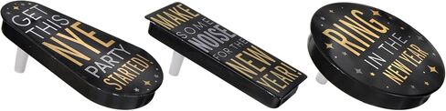 New Year's Spin Noisemakers - 3.25", 4.5", 4.75" | Pack of 3, Black, Silver, Gold in Kuwait
