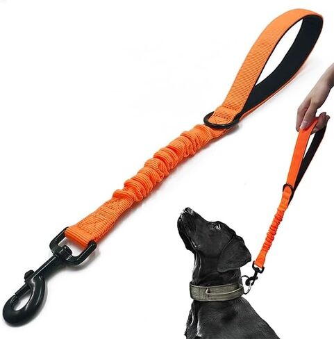 Short Dog Training Control Leash 18 Inch 1 Inch Wide Heavy Duty Elastic Traffic Bungee Leash with Padded Handle Suitable for Medium and Large Dogs (Black) in Saudi Arabia
