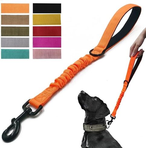 Short Dog Training Control Leash 18 Inch 1 Inch Wide Heavy Duty Elastic Traffic Bungee Leash with Padded Handle Suitable for Medium and Large Dogs (Black) in Saudi Arabia