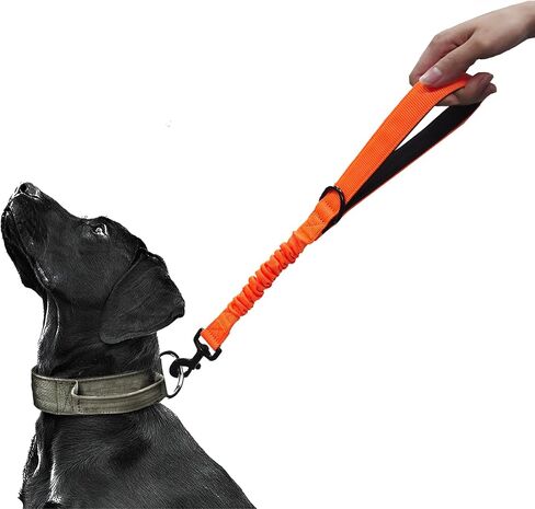 Short Dog Training Control Leash 18 Inch 1 Inch Wide Heavy Duty Elastic Traffic Bungee Leash with Padded Handle Suitable for Medium and Large Dogs (Black) in Saudi Arabia
