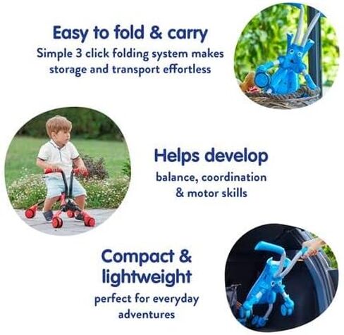 Mookie Scramblebug Beetle | Balance Bike | 4 Wheel Developmental Toy for Toddlers 1-2 | Indoor & Outdoor Play | Foldable for Storage & Travel | Summer Activity or Birthday Gift in Saudi Arabia