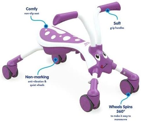 Mookie Scramblebug Beetle | Balance Bike | 4 Wheel Developmental Toy for Toddlers 1-2 | Indoor & Outdoor Play | Foldable for Storage & Travel | Summer Activity or Birthday Gift in Saudi Arabia