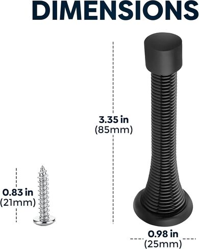 10 Pcs Large 3.35" Black Spring Door Stoppers for Bottom of Door with Rubber Bumper Tips | Black Door Stops for Wall | Black Door Stoppers for Wall | Baseboard Door Stopper Spring | Door Wall Stopper in Saudi Arabia