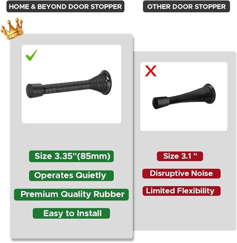 10 Pcs Large 3.35" Black Spring Door Stoppers for Bottom of Door with Rubber Bumper Tips | Black Door Stops for Wall | Black Door Stoppers for Wall | Baseboard Door Stopper Spring | Door Wall Stopper in Saudi Arabia