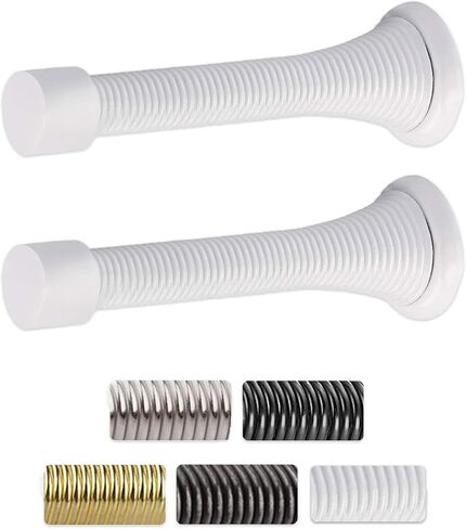 10 Pcs Large 3.35" Black Spring Door Stoppers for Bottom of Door with Rubber Bumper Tips | Black Door Stops for Wall | Black Door Stoppers for Wall | Baseboard Door Stopper Spring | Door Wall Stopper in Saudi Arabia
