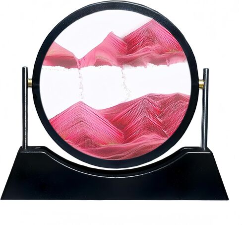 UUBeauty Moving Sand Art Liquid Motion 3D Color Quicksand Flow Sandscape Flip Sand Art صورة مستديرة زجاجية لتخفيف التوتر في المنزل والعمل مكتب ديكور (أزرق) in Saudi Arabia