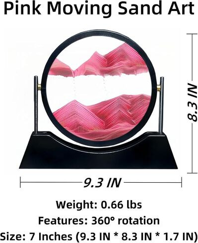 UUBeauty Moving Sand Art Liquid Motion 3D Color Quicksand Flow Sandscape Flip Sand Art صورة مستديرة زجاجية لتخفيف التوتر في المنزل والعمل مكتب ديكور (أزرق) in Saudi Arabia