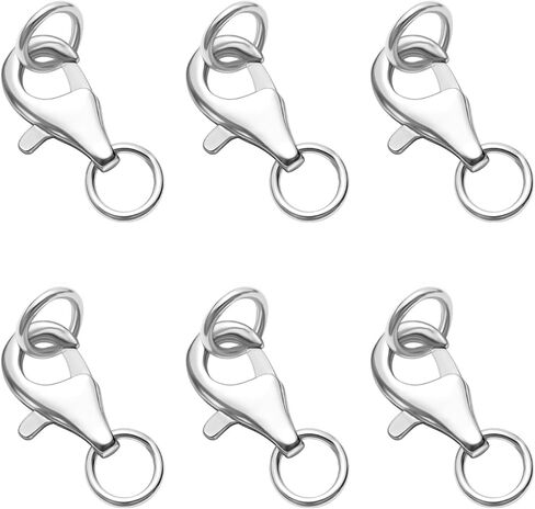 6pcs Lobster Claw Clasps with Closed Jump Rings, Necklace Closures for Jewelry Making (Golden silvery/11mm) in Kuwait