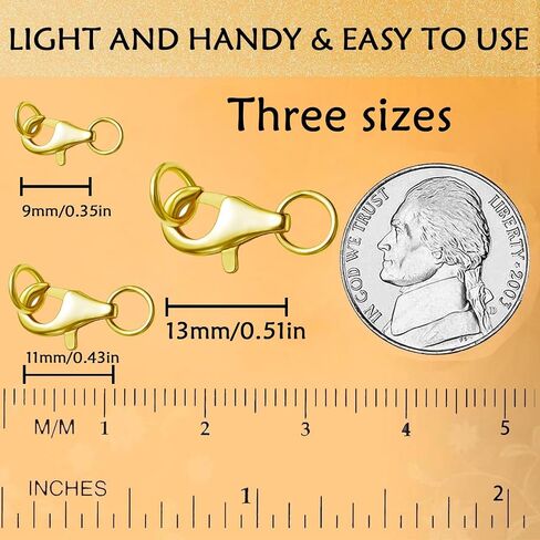 6pcs Lobster Claw Clasps with Closed Jump Rings, Necklace Closures for Jewelry Making (Golden silvery/11mm) in Kuwait