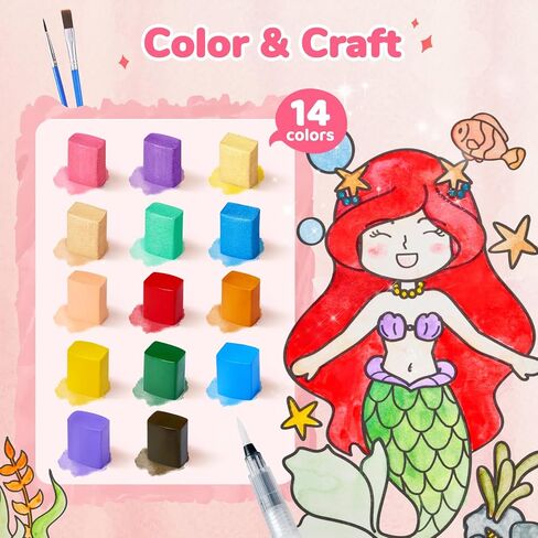 الطلاء باستخدام كتب التلوين المائية للأطفال الصغار، فنون الرسم والحرف اليدوية الخالية من الفوضى للأطفال، مجموعة فنون التلوين للفتيات، لعبة هدايا عيد الميلاد للأولاد والبنات (وردي) in Kuwait