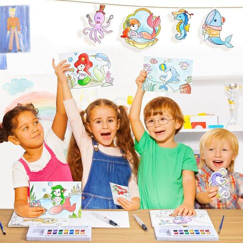 الطلاء باستخدام كتب التلوين المائية للأطفال الصغار، فنون الرسم والحرف اليدوية الخالية من الفوضى للأطفال، مجموعة فنون التلوين للفتيات، لعبة هدايا عيد الميلاد للأولاد والبنات (وردي) in Kuwait
