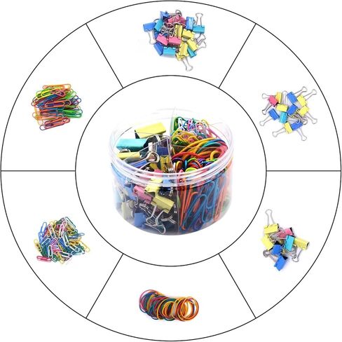 240Pcs Color Office Supplies Set, Binders and Rubber Bands of Various Sizes, Paper Clips, School Supplies, Desk Essentials and Teachers' Supplies (Color). in Kuwait