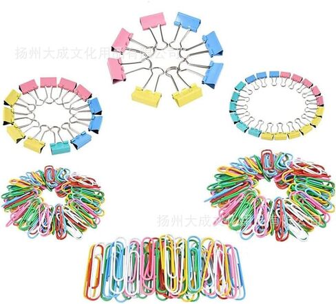 240Pcs Color Office Supplies Set, Binders and Rubber Bands of Various Sizes, Paper Clips, School Supplies, Desk Essentials and Teachers' Supplies (Color). in Kuwait