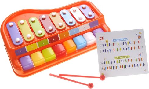PowerTRC 2in1 Large 12" X 8" Baby Piano Xylophone Toy for Toddlers – Large Piano Toy Musical Instrument with 8 Key Scales, Preschool Learning Educational Toy for Kids Boys and Girls in Saudi Arabia
