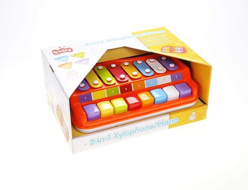PowerTRC 2in1 Large 12" X 8" Baby Piano Xylophone Toy for Toddlers – Large Piano Toy Musical Instrument with 8 Key Scales, Preschool Learning Educational Toy for Kids Boys and Girls in Saudi Arabia