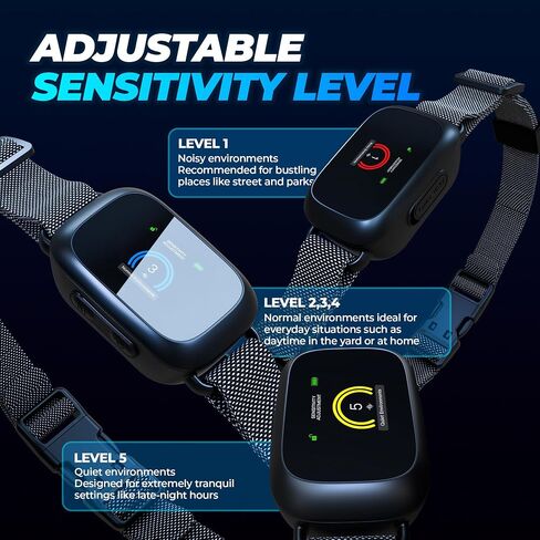 Bark Collar for Large Dog AI Chip (TFT Display) - Dog Bark Collar w/ 5 Training Modes & Sensitivity Levels - IPX7 Waterproof, Battery Life, Anti Barking Collars Dogs/Medium Dogs (Black & Silver) in Saudi Arabia