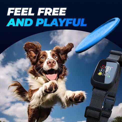 Bark Collar for Large Dog AI Chip (TFT Display) - Dog Bark Collar w/ 5 Training Modes & Sensitivity Levels - IPX7 Waterproof, Battery Life, Anti Barking Collars Dogs/Medium Dogs (Black & Silver) in Saudi Arabia