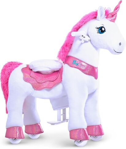 PonyCycle Unicorn Ride on Toys for Girls Horse Spirit Toys, Essential Model E Size 4 for Kids Age 4-8/35.4" Height, Birthday Gifts Plush Walking Animal Giddy up Riding Toys Ride on Pony Pink E412 in Saudi Arabia