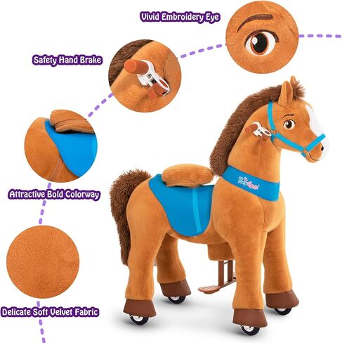 PonyCycle Unicorn Ride on Toys for Girls Horse Spirit Toys, Essential Model E Size 4 for Kids Age 4-8/35.4" Height, Birthday Gifts Plush Walking Animal Giddy up Riding Toys Ride on Pony Pink E412 in Saudi Arabia
