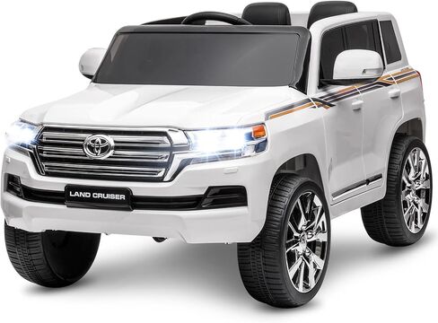 Hetoy 12V Kids Ride On Truck Car, Licensed Toyota Land Cruiser Battery Powered Electric Vehicle with Parent Remote Control, 3 Speeds, Music, Horn, LED Lights, Ride on Toys for Kids, White in Saudi Arabia