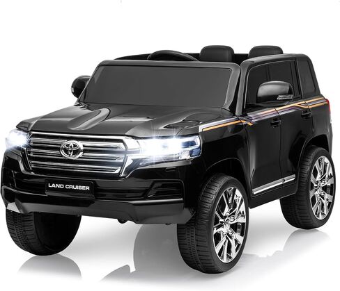 Hetoy 12V Kids Ride On Truck Car, Licensed Toyota Land Cruiser Battery Powered Electric Vehicle with Parent Remote Control, 3 Speeds, Music, Horn, LED Lights, Ride on Toys for Kids, White in Saudi Arabia