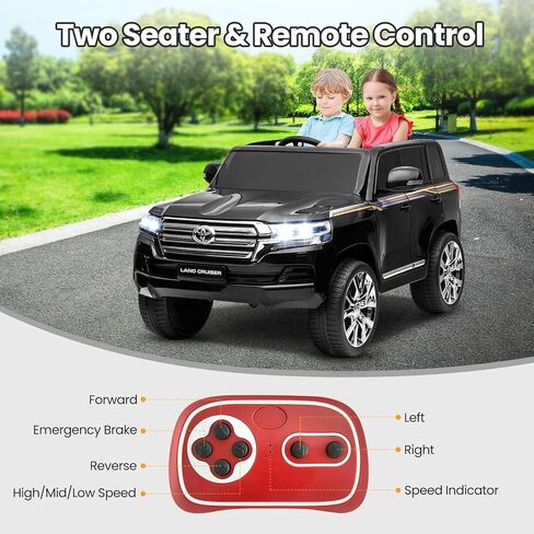 Hetoy 12V Kids Ride On Truck Car, Licensed Toyota Land Cruiser Battery Powered Electric Vehicle with Parent Remote Control, 3 Speeds, Music, Horn, LED Lights, Ride on Toys for Kids, White in Saudi Arabia