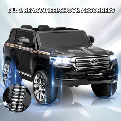Hetoy 12V Kids Ride On Truck Car, Licensed Toyota Land Cruiser Battery Powered Electric Vehicle with Parent Remote Control, 3 Speeds, Music, Horn, LED Lights, Ride on Toys for Kids, White in Saudi Arabia