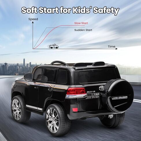 Hetoy 12V Kids Ride On Truck Car, Licensed Toyota Land Cruiser Battery Powered Electric Vehicle with Parent Remote Control, 3 Speeds, Music, Horn, LED Lights, Ride on Toys for Kids, White in Saudi Arabia