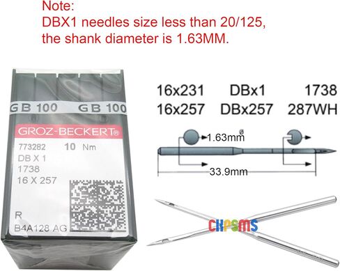 ckpsms GROZ-BECKERT Needle in Clear Plastic Box- 100PCS Groz Beckert DBX1 1738 16X257 Sewing Machine Needles (Groz Beckert DBX1 14/90) in Saudi Arabia