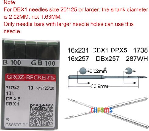 ckpsms GROZ-BECKERT Needle in Clear Plastic Box- 100PCS Groz Beckert DBX1 1738 16X257 Sewing Machine Needles (Groz Beckert DBX1 14/90) in Saudi Arabia