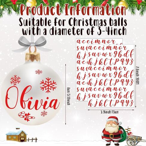 Cholemy 7 Sheets Christmas UV DTF Cup Wrap Transfer Stickers Christmas Rub on Transfers for Crafts Waterproof Letter Decals Christmas Name Ornament for DIY Personalized Christmas Ball Ornament in Saudi Arabia