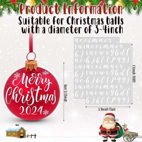 Cholemy 7 Sheets Christmas UV DTF Cup Wrap Transfer Stickers Christmas Rub on Transfers for Crafts Waterproof Letter Decals Christmas Name Ornament for DIY Personalized Christmas Ball Ornament in Saudi Arabia