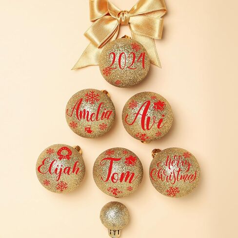 Cholemy 7 Sheets Christmas UV DTF Cup Wrap Transfer Stickers Christmas Rub on Transfers for Crafts Waterproof Letter Decals Christmas Name Ornament for DIY Personalized Christmas Ball Ornament in Saudi Arabia