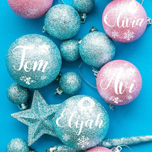 Cholemy 7 Sheets Christmas UV DTF Cup Wrap Transfer Stickers Christmas Rub on Transfers for Crafts Waterproof Letter Decals Christmas Name Ornament for DIY Personalized Christmas Ball Ornament in Saudi Arabia