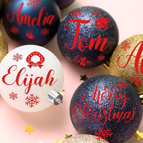 Cholemy 7 Sheets Christmas UV DTF Cup Wrap Transfer Stickers Christmas Rub on Transfers for Crafts Waterproof Letter Decals Christmas Name Ornament for DIY Personalized Christmas Ball Ornament in Saudi Arabia