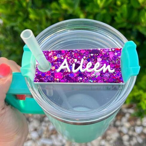 AIERSA Sublimation Name Plate Blanks for Stanley Cup 40oz Lid Tumbler with Handle, 12 Pcs Name Tags for Stanley Cup Accessories, DIY Personalized Name Plates in Saudi Arabia