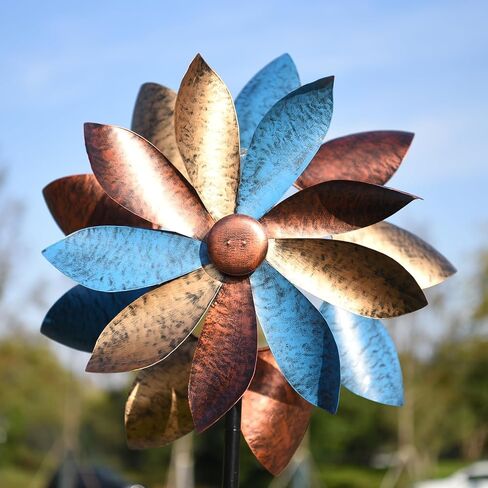 360°Yard Garden Wind Spinners with Lights, Large Outdoor Metal Wind Spinners, Lawn Yard Art Garden Decor Gifts in Saudi Arabia