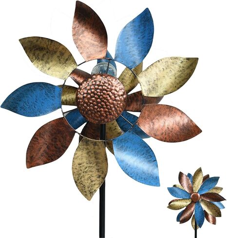 360°Yard Garden Wind Spinners with Lights, Large Outdoor Metal Wind Spinners, Lawn Yard Art Garden Decor Gifts in Saudi Arabia
