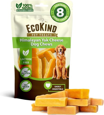 EcoKind Yak Cheese Himalayan Dog Chews, Yak Chews for Medium Dogs, Long Lasting Bone for Aggressive Chewers, 3 Ingredients, Natural High Protein Treats, No Additives, Lactose Free, Medium - 12 Chews in Saudi Arabia