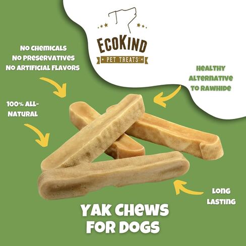 EcoKind Yak Cheese Himalayan Dog Chews, Yak Chews for Medium Dogs, Long Lasting Bone for Aggressive Chewers, 3 Ingredients, Natural High Protein Treats, No Additives, Lactose Free, Medium - 12 Chews in Saudi Arabia