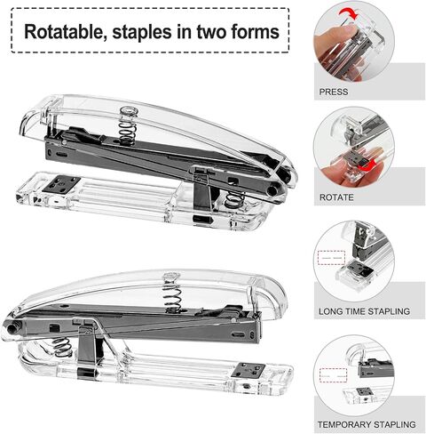 EOOUT Black Office Supplies Set Desk Accessories, Acrylic Stapler Set Staple Remover, Phone Holder, Tape Holder, Pen Holder, 2 Ballpoint Pen, Scissor, Binder Clips, Ruler, Transparent in Saudi Arabia