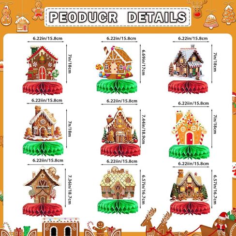 زينة عيد الميلاد الزنجبيل عيد الميلاد القطع المركزية على شكل قرص العسل زينة عيد الميلاد الزنجبيل لزينة طاولة حفلة عيد الميلاد زينة حفلة عيد ميلاد الزنجبيل in Kuwait