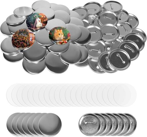 100 Sets 0.98 Inch Button Maker Supplies 25mm Button Making Supplies Blank Button Pins Metal Round Badge Button Parts Making Kit for Button Maker Machine with Metal Cover,Metal Back Pin Cover in Saudi Arabia