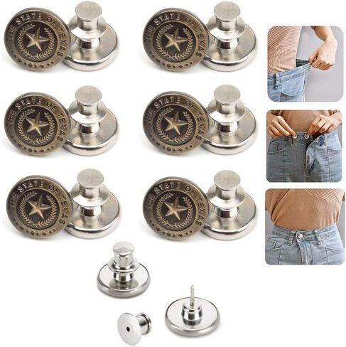 6PCS Perfect Fit Instant Button, Instant Buttons, Jean Replacement Buttons Removable Button No Sew Buttons to Extend or Reduce an Inch to Any Pants Waist in Seconds! in Kuwait